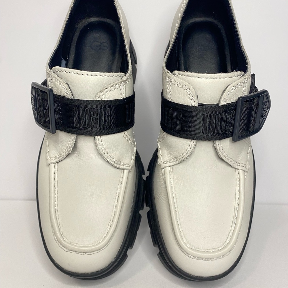 UGG Ashton Platform Strap Loafers white Leather Chunky Lug Sole Women’s 7 NEW - Picture 10 of 10